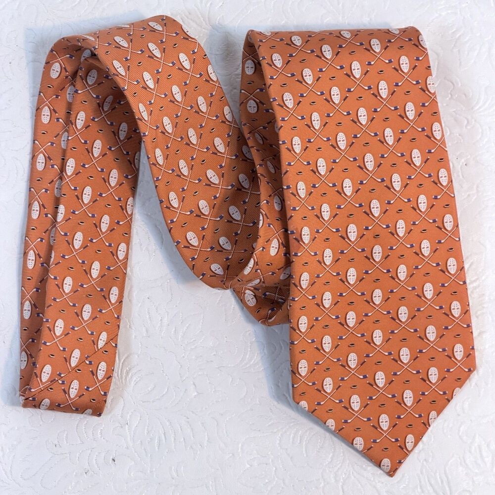 Bird Dog Bay Orange Silk Neck Tie Hockey